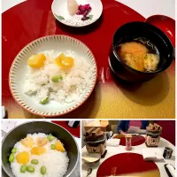 栗の炊き込みご飯、味噌汁、香の物| こいちさん