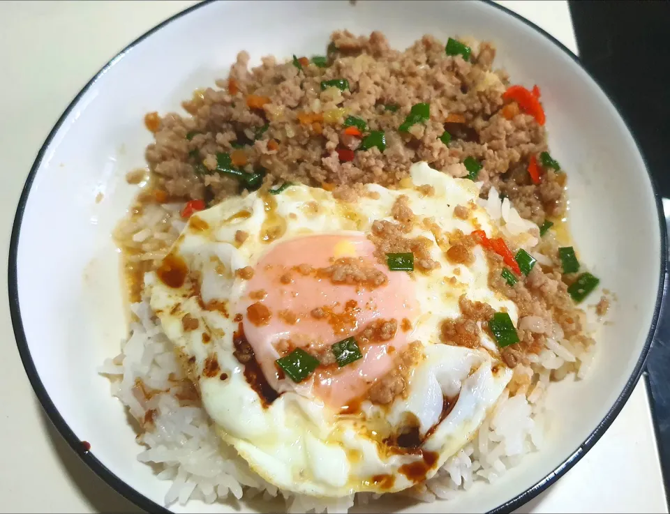 spicy minced pork fried egg rice dinner 🤗🥰🥰|🌷lynnlicious🌷さん