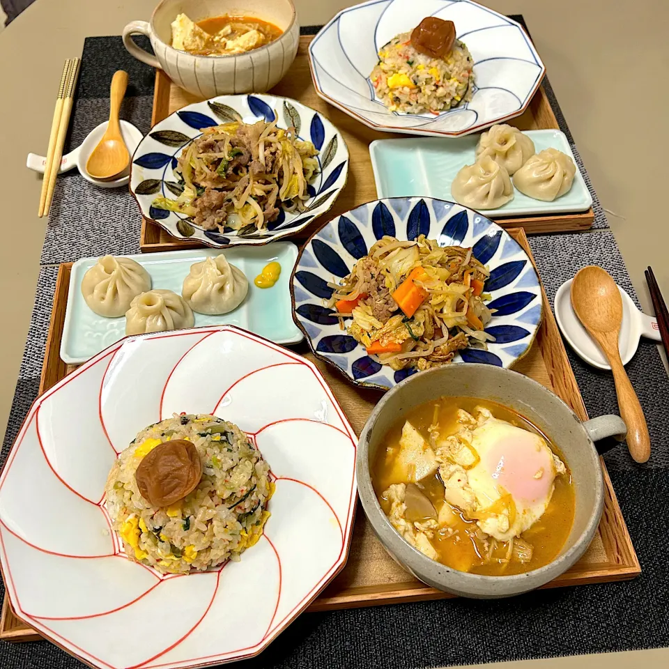 炒飯、スンデゥブチゲ、野菜炒め、小籠包|kekekeさん