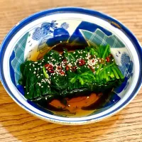 「青菜のお浸し 小柚子仕立て💦」
豚汁と根菜の煮物を添えて 朝ごはん|ばくあんしゃさん