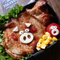 漢の…次女用🍱ボリューミーなトンテキ弁当