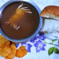 crab soup with cheese bun| Ram Ramさん