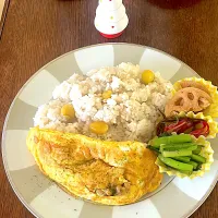 ランチ♯納豆オムレツ♯銀杏ごはん|小松菜さん