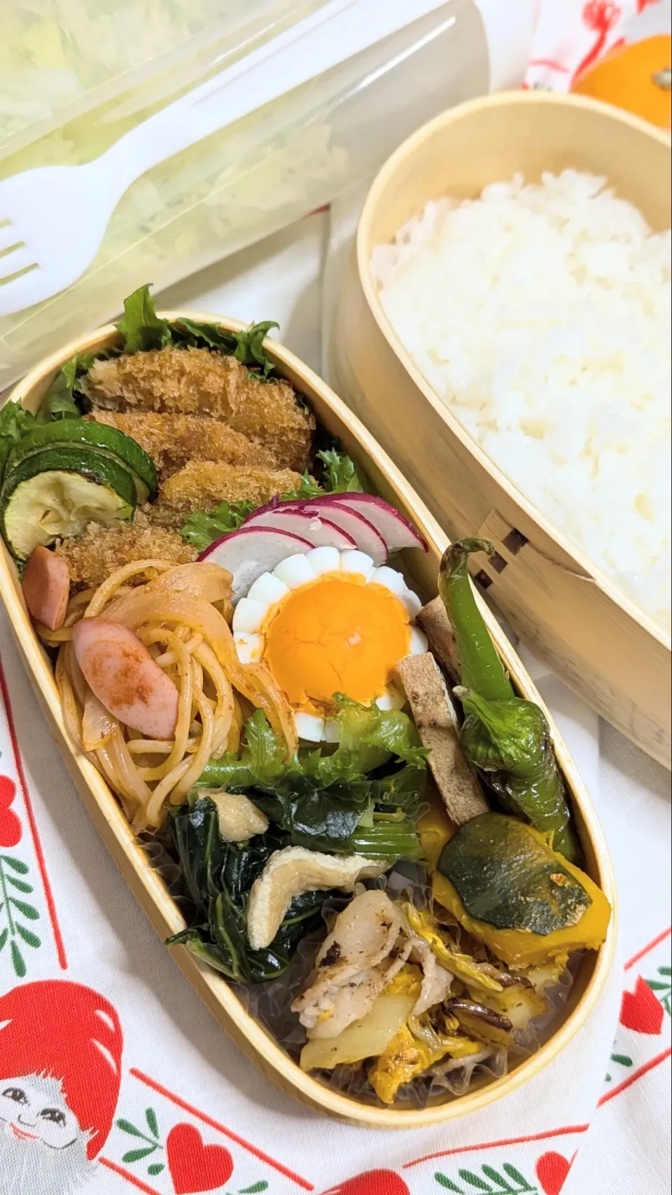 本日のお弁当〜ヒレカツとナポリタンのタブル炭水化物のお弁当|f.1125beさん