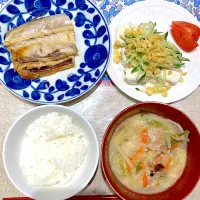 鯖の塩焼きと冷奴と豚汁|おしゃべり献立さん