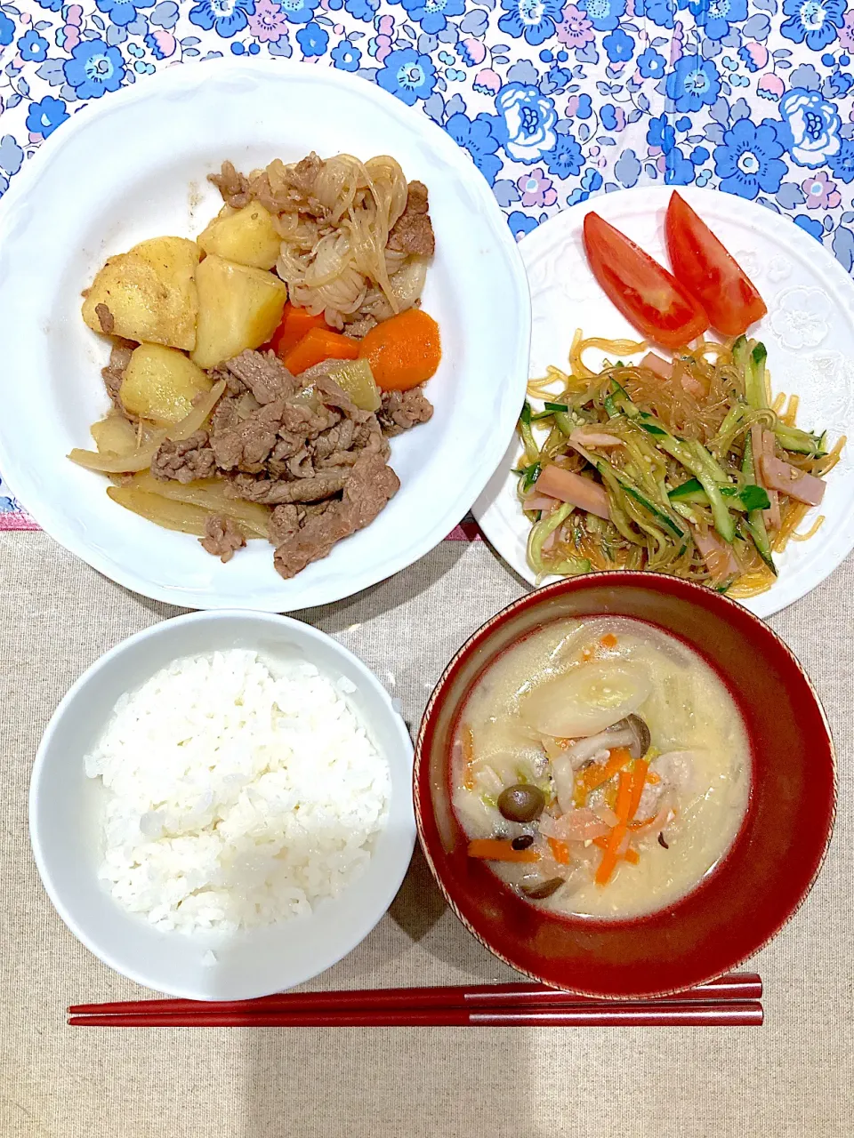 肉じゃがと中華春雨サラダ|おしゃべり献立さん