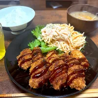 カキフライと明太子サラダパスタ定食|まあくんさん