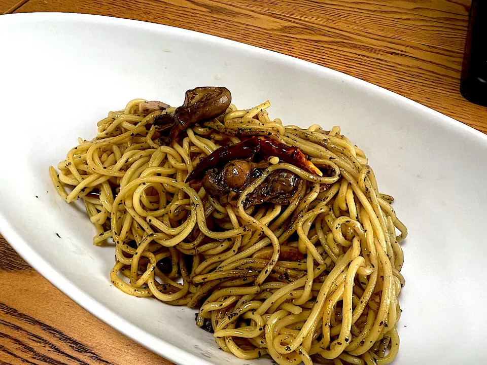 ちゃんぽん麺で牡蠣のアーリオオーリオ|さくたろうさん