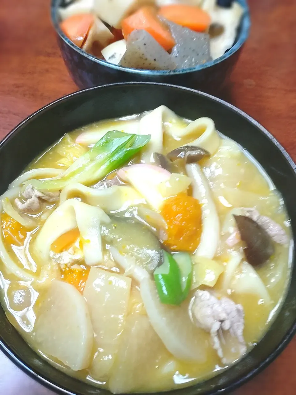 カボチャほうとう　根菜炒めに煮|しゅがーさん