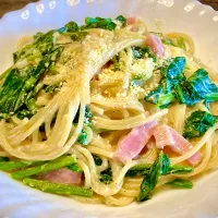 麺好きランチ                                             ほうれん草&ベーコンのクリーム調スパ|mottomoさん