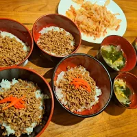 中華そぼろ丼　大根わかめ玉ねぎのかき玉汁|m aさん