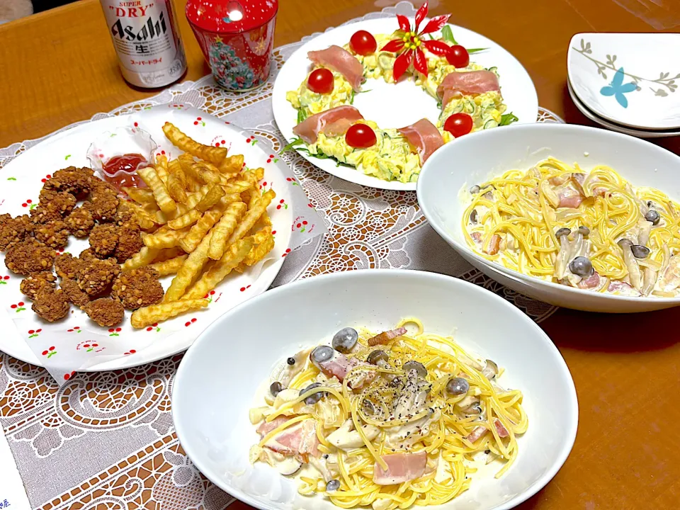 今夜はクリームパスタでクリスマスパーティー🎄|makoさん