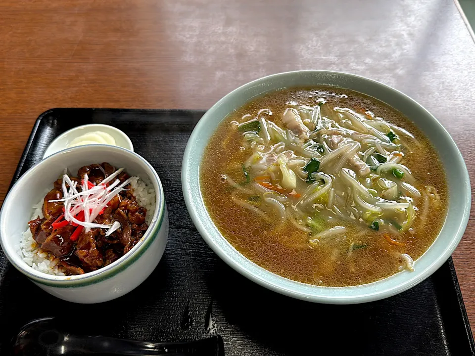 もやし蕎麦とミニ焼肉丼|東スポさん