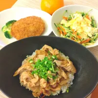 ☆豚丼　☆コロッケ　☆炒め物　☆みかん|chikakoさん