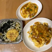 鍋焼きうどん　かに玉丼|そのみさん