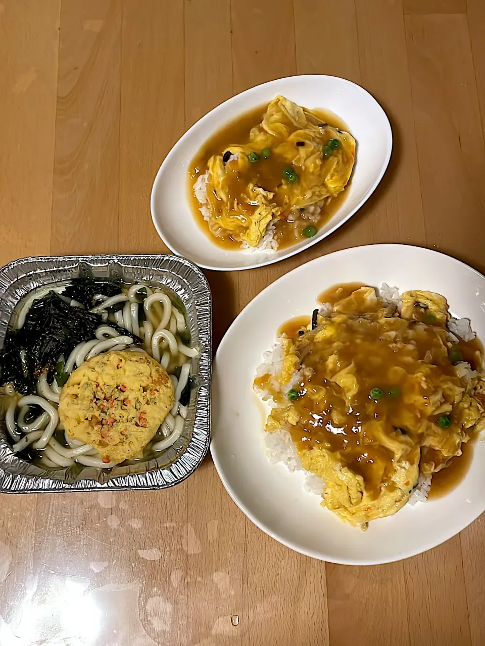 鍋焼きうどん　かに玉丼|そのみさん