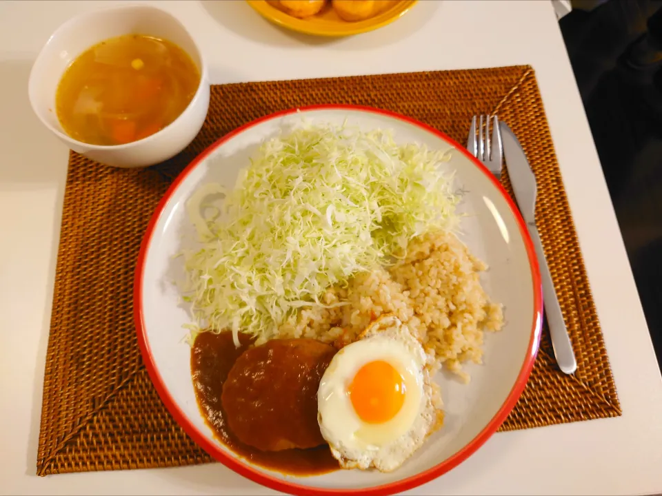 今日の夕食　ハンバーグ丼|pinknari🐰🌈さん