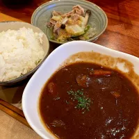 残りビーフシチュー　豚と野菜の重ね蒸し|とゆあさん