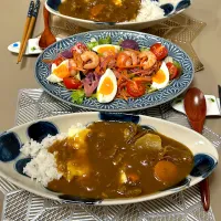 牛すじカレー、サラダ|kekekeさん