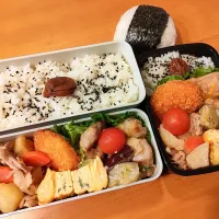 次男・私弁当&おにぎり