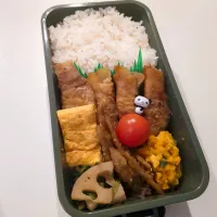 肉巻きポテト弁当🌷|きゅーさん