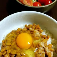 バスマティで納豆たまごかけごはん| きつねさん