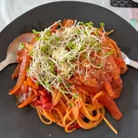 本日のランチはパスタ　残り物で。。。|miyuさん