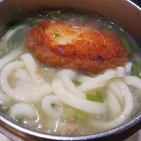 みぞれ仕立てのなめ茸と肉そぼろ入りとろみ付きコロッケ力うどん|darkbaronさん