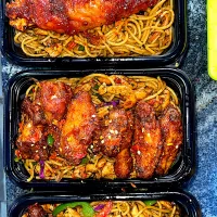 shredded chicken pasta. turkey. peppered wings|chef.rejさん