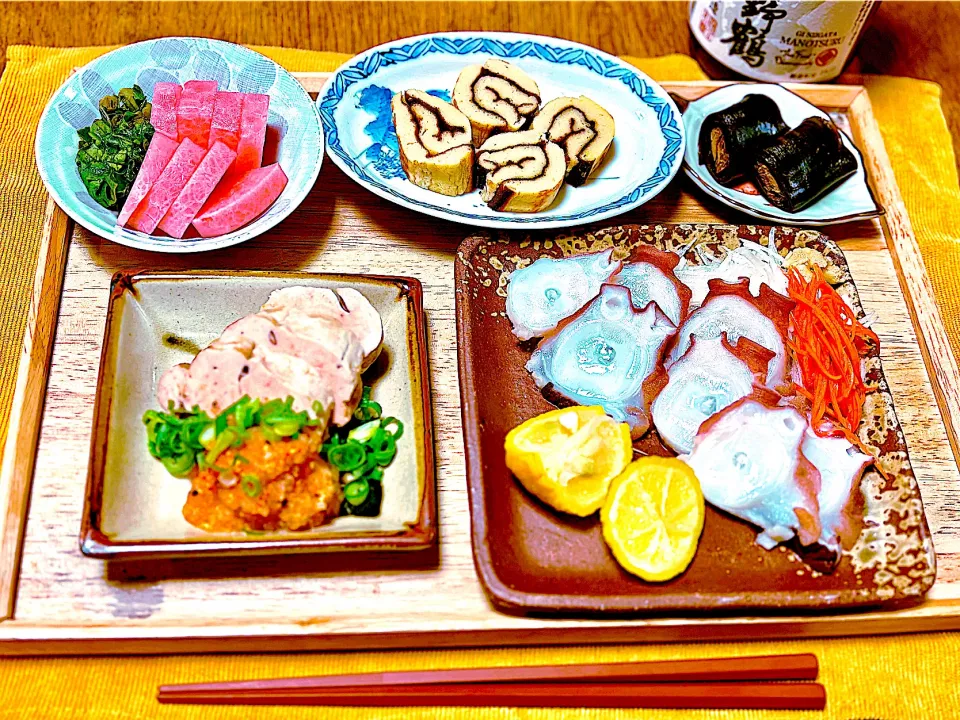 お正月料理の残りで乾杯🍶´-|きいろさん