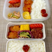 ガッツリ弁当。旦那さん、娘弁当。