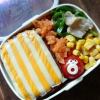 漢の…次女用🍱しましまチーズハンバーグ弁当|ᵏᵒᵘさん