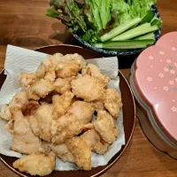 鶏むねの塩からあげ　生野菜　お節の残り|m aさん