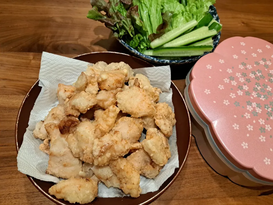 鶏むねの塩からあげ　生野菜　お節の残り|m aさん