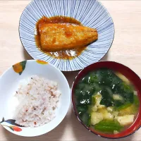 2024 1223　鯖のみぞれ煮　ほうれん草と油揚げのお味噌汁|いもこ。さん