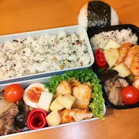 次男・私弁当&おにぎり