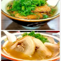 焼豚中華そば、がんす蕎麦