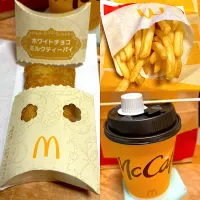 ホワイトチョコ🍫ミルクティーパイ🥧　　ポテト🍟S   ホットコーヒー☕︎|るみおんさん