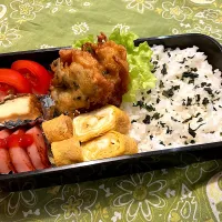 2025.1.11 息子弁当　◎ハムステーキ　◎手作りさつま揚げ　◎卵焼き　◎絹揚げ煮|goroさん