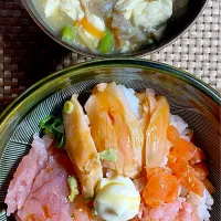 海鮮丼豚汁定食|すくらんぶるえっぐさん