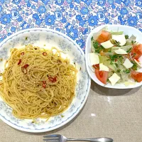 高菜パスタとサラダ|おしゃべり献立さん