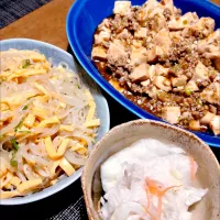 麻婆豆腐、中華サラダ、白菜ゆず漬け|こぼさん