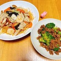 皿うどん
肉そぼろとブロッコリー🥦︎