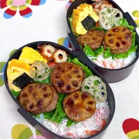 れんこんの照り焼きハンバーグ弁当