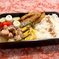 2024.1.14 息子弁当　◎アジフライ　◎カブと鶏の煮物　◎海苔入り卵焼き　◎ちくわ胡瓜|goroさん