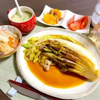 1/14晩ご飯：白菜ステーキ|ななみんさん