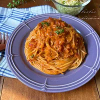 🦀トマトクリームスパゲッティ🍝|ハナたなさん