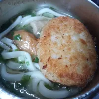 みぞれ仕立てのなめ茸と肉そぼろ入りとろみ付きコロッケうどん 練り物トッピング| darkbaronさん