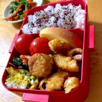 イカリングとほうれん草お浸し弁当|ももちゃんのママさん