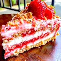 Berrylicious Strawberry Crunch Cheese Cake 

Ingredients:
- 2 cups crushed graham crackers
- 1/2 cup melted butter
- 2 cups whipped cream
- 1 cup cream cheese, | Kareem Boogieさん